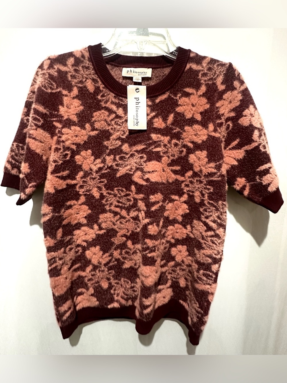 Philosophy Floral Crewneck Short Sleeve Sweater - Size M